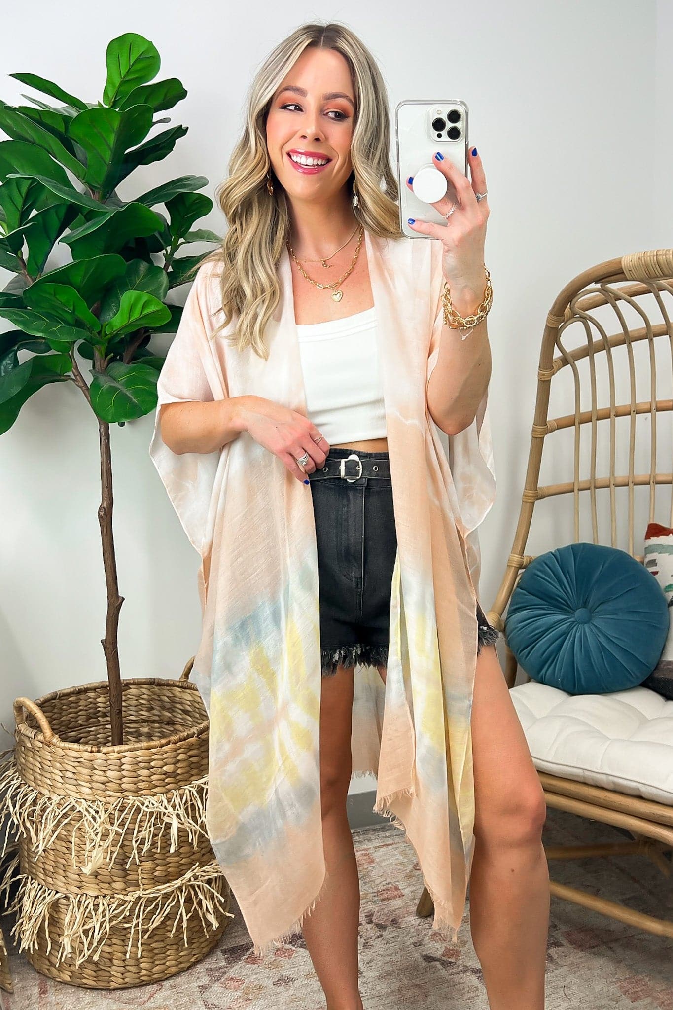  Elentiya Tie Dye Flowy Kimono - FINAL SALE - Madison and Mallory