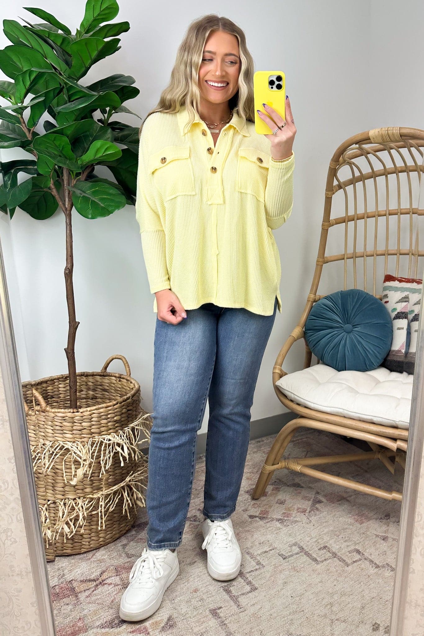  Eleri Ribbed Oversized Henley Button Top - FINAL SALE - Madison and Mallory
