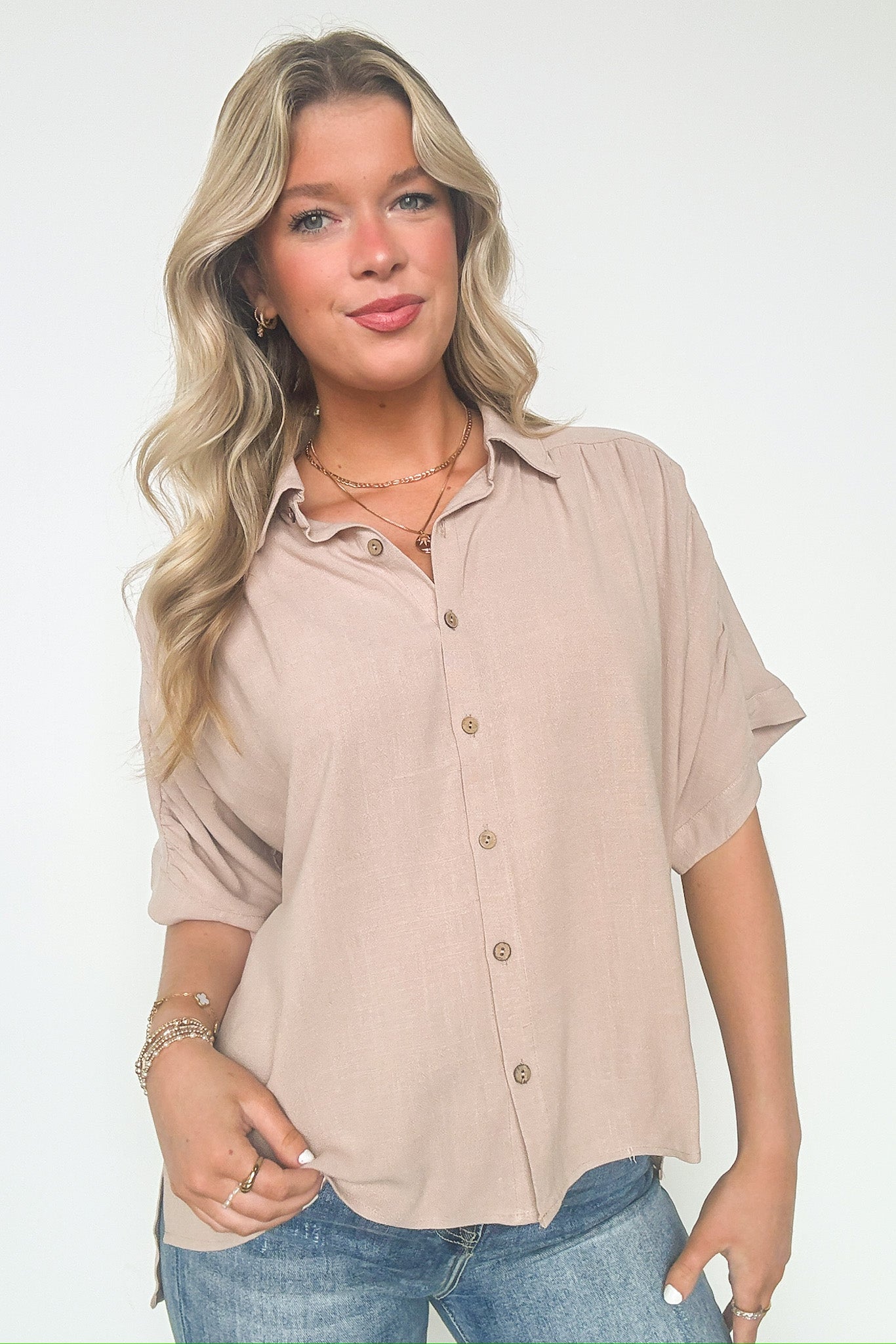  Elevated Decision Linen Button Down Top - BACK IN STOCK - Madison and Mallory