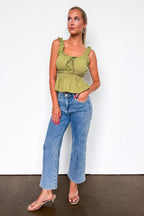 Elevated Ruffle Tie Front Tank Top - Madison and Mallory