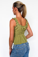 Elevated Ruffle Tie Front Tank Top - Madison and Mallory