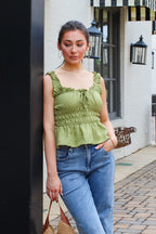 Elevated Ruffle Tie Front Tank Top - Madison and Mallory