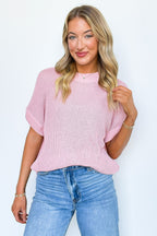 Blush / S Eliza Knit Short Sleeve Sweater Top - FINAL SALE - Madison and Mallory
