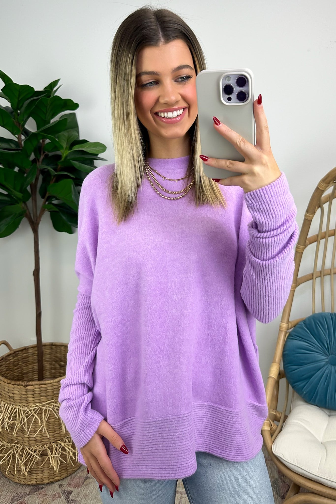 Plum Ribbed Sweater by TOME Collective for $30