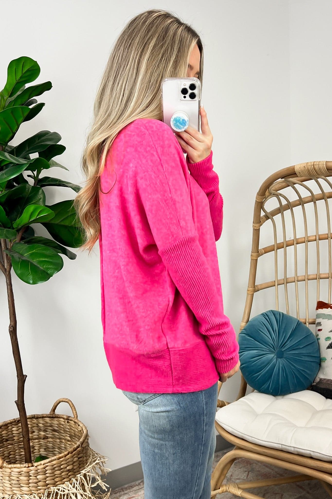 Hot Pink Dolman outlet Sleeve Top