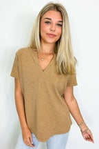  Ellie Waffle Knit V-Neck Top - BACK IN STOCK - Madison and Mallory