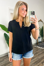  Ellie Waffle Knit V-Neck Top - BACK IN STOCK - Madison and Mallory