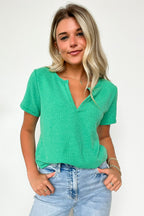 Ellie Waffle Knit V-Neck Top - FINAL SALE - Madison and Mallory