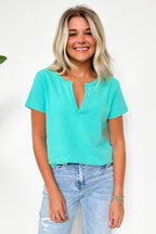 Ellie Waffle Knit V-Neck Top - FINAL SALE - Madison and Mallory