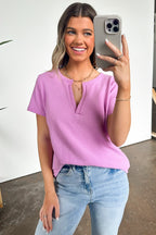 Ellie Waffle Knit V-Neck Top - FINAL SALE - Madison and Mallory