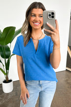  Ellie Waffle Knit V-Neck Top - BACK IN STOCK - Madison and Mallory