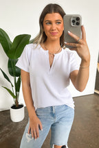  Ellie Waffle Knit V-Neck Top - BACK IN STOCK - Madison and Mallory