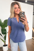  Ellie Waffle Knit V-Neck Top - BACK IN STOCK - Madison and Mallory