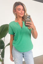  Ellie Waffle Knit V-Neck Top - BACK IN STOCK - Madison and Mallory