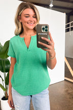 Ellie Waffle Knit V-Neck Top - BACK IN STOCK - Madison and Mallory