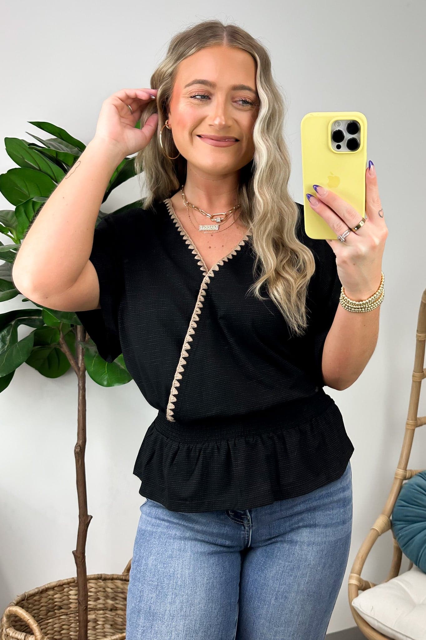  Ellinda Embroidered Accent Kimono Top - FINAL SALE - Madison and Mallory