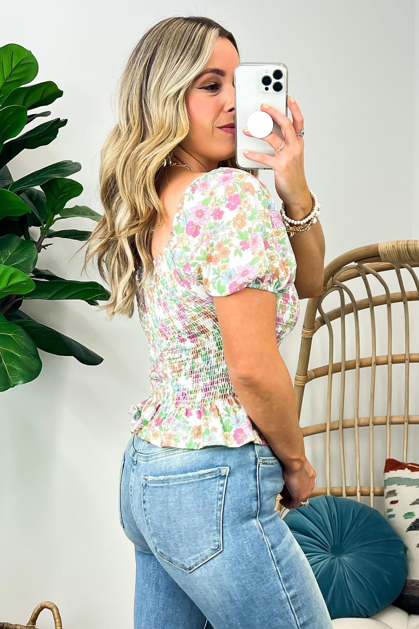  Ellywe Smocked Floral Print Top - FINAL SALE - Madison and Mallory