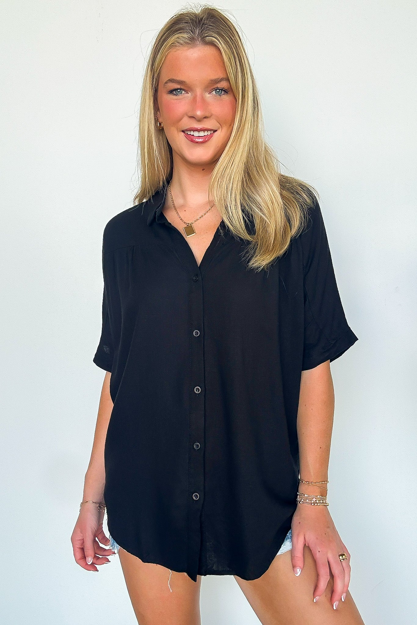 Emaleigh Button Up Collared Dolman Shirt - FINAL SALE - Madison and Mallory