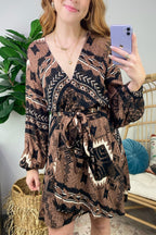  Emberlie Geo Print Belted Dress - FINAL SALE - Madison and Mallory