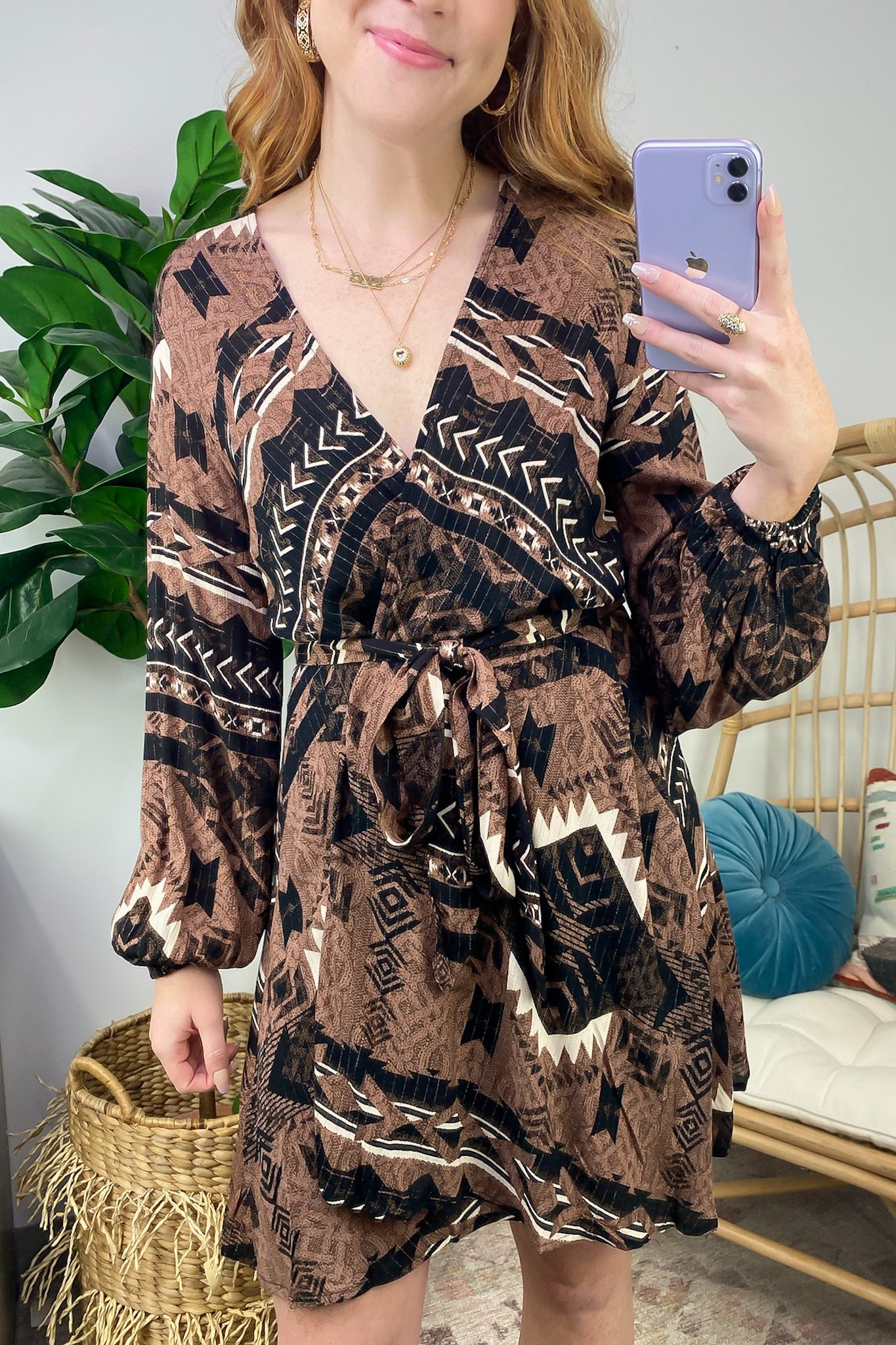  Emberlie Geo Print Belted Dress - FINAL SALE - Madison and Mallory