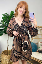  Emberlie Geo Print Belted Dress - FINAL SALE - Madison and Mallory
