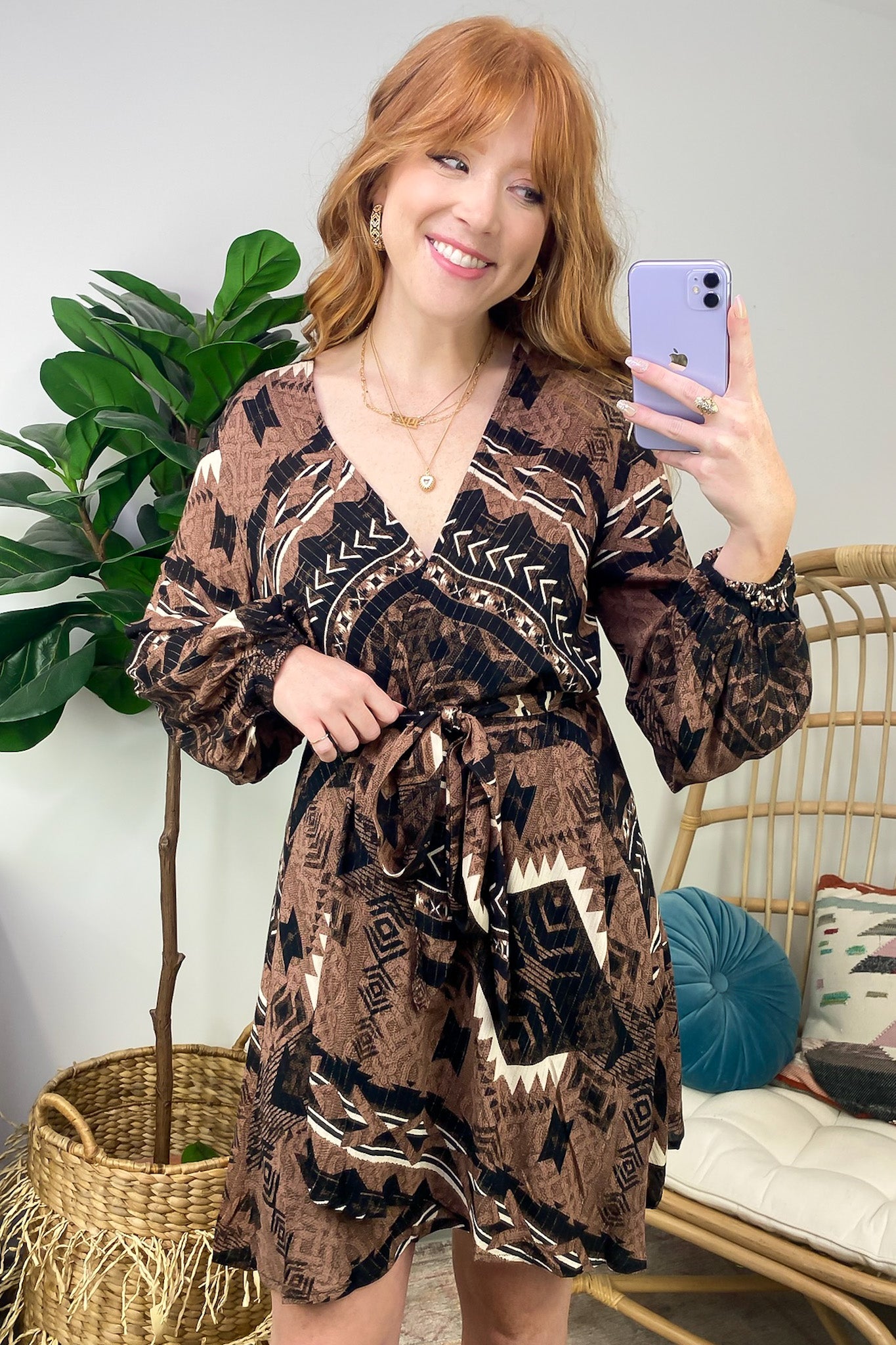  Emberlie Geo Print Belted Dress - FINAL SALE - Madison and Mallory