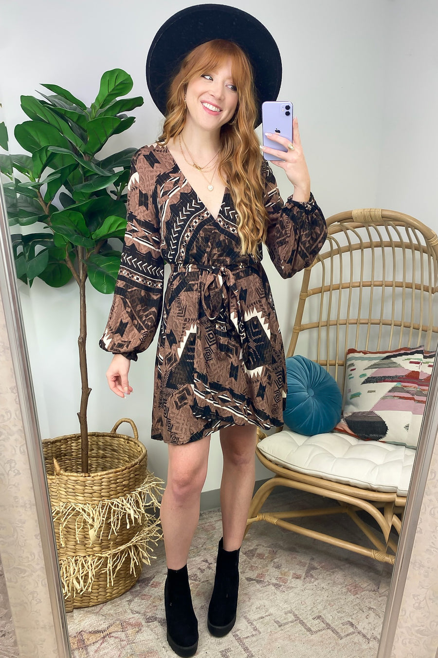  Emberlie Geo Print Belted Dress - FINAL SALE - Madison and Mallory