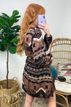  Emberlie Geo Print Belted Dress - FINAL SALE - Madison and Mallory