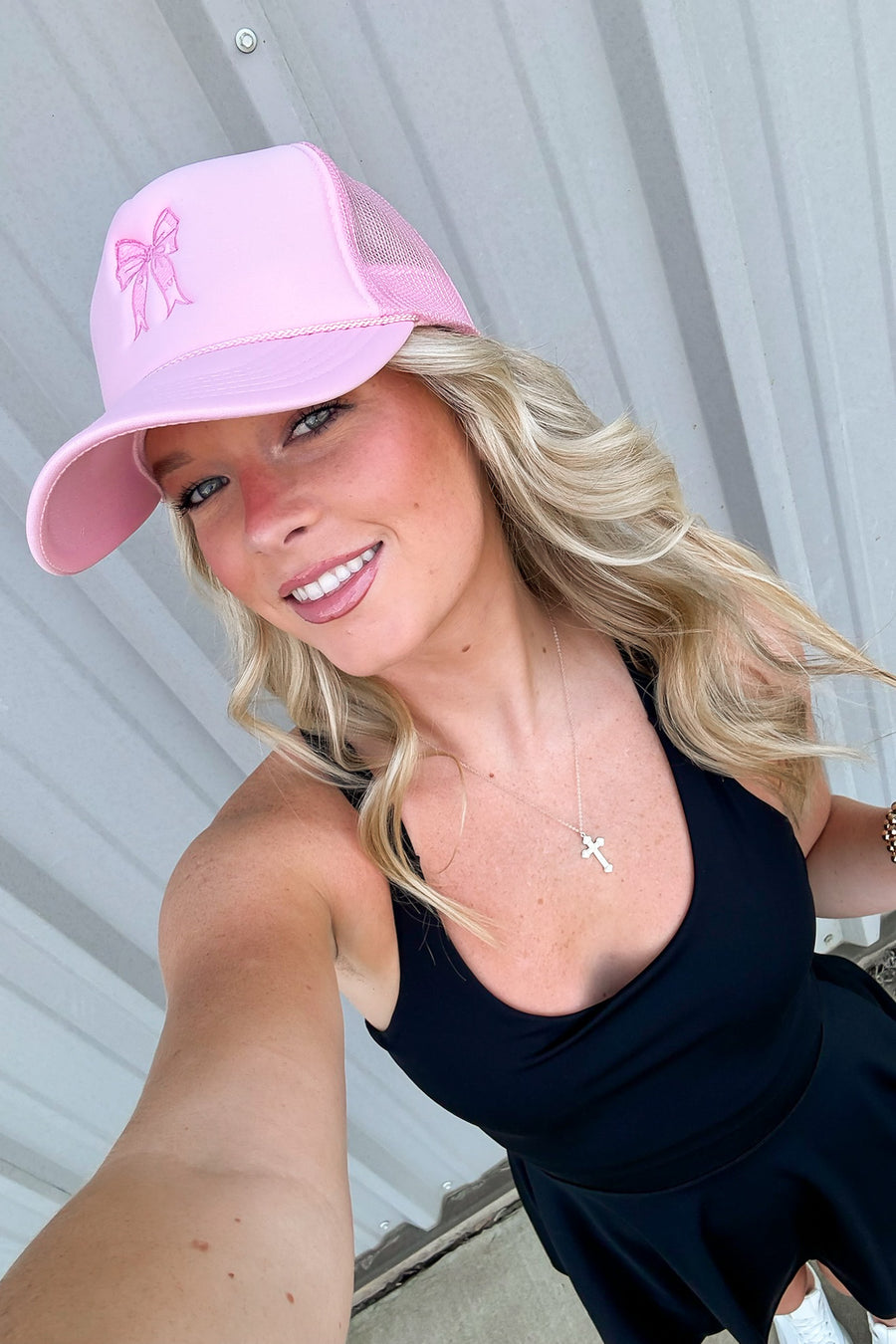  Embroidered Bow Trucker Hat - Madison and Mallory