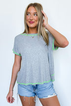 Heather Gray / S Emelia Cross Back Short Sleeve Top - FINAL SALE - Madison and Mallory