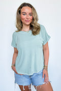 Sage / S Emelia Cross Back Short Sleeve Top - FINAL SALE - Madison and Mallory