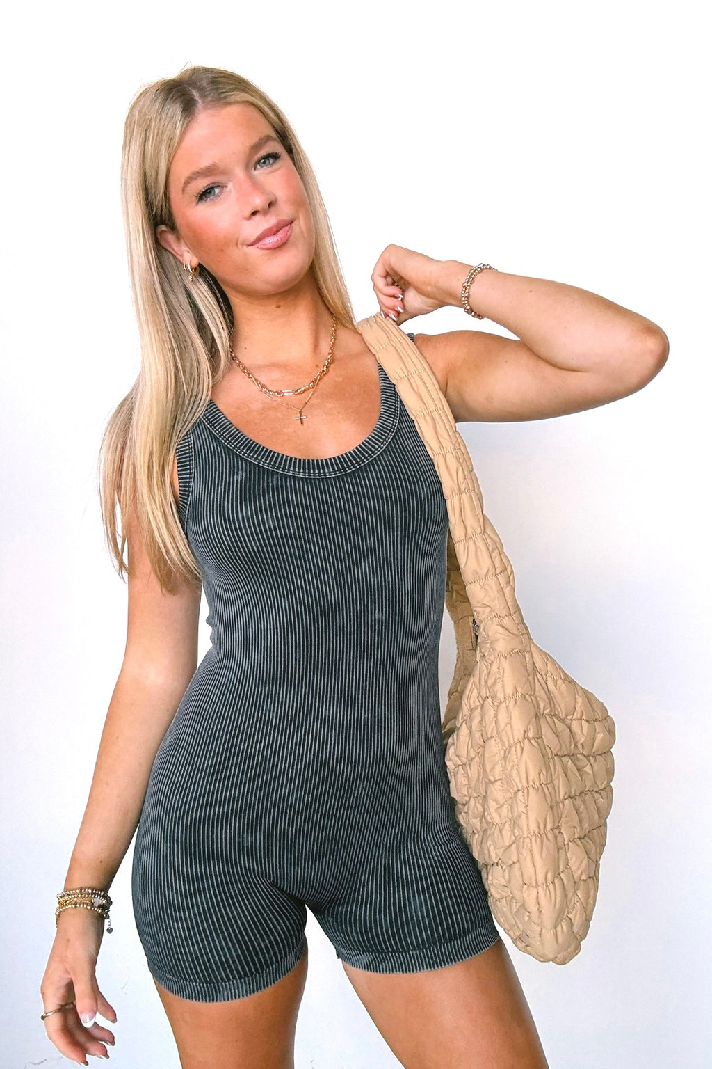 Ash Mocha Emeline Puffer Quilted Carryall Bag - Madison and Mallory