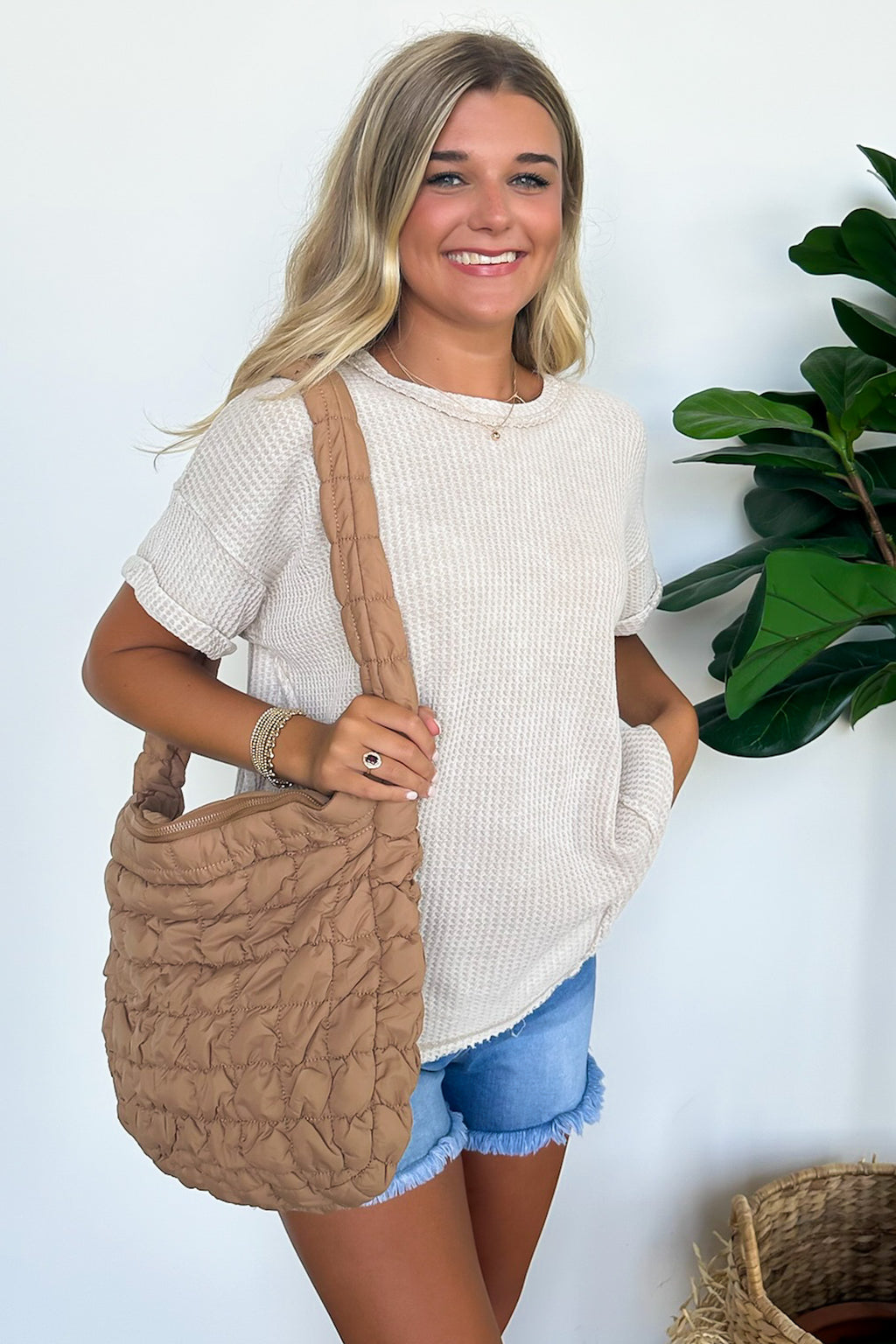 Mocha Emeline Puffer Quilted Carryall Bag - Madison and Mallory