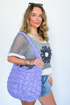 Lilac Emeline Puffer Quilted Carryall Bag - Madison and Mallory