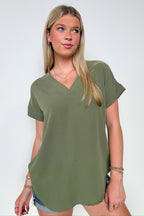 Emileigh V-Neck Relaxed Fit Top - FINAL SALE - Madison and Mallory
