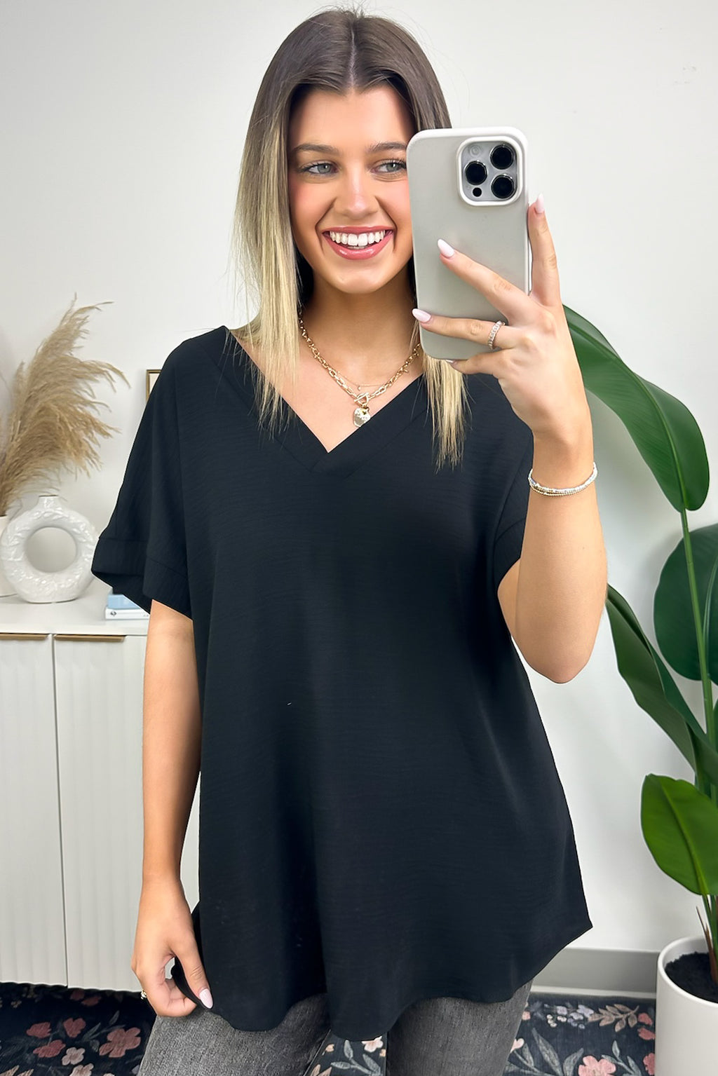 Emileigh V-Neck Relaxed Fit Top - FINAL SALE - Madison and Mallory