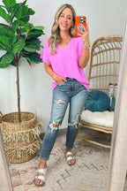  Emileigh V-Neck Relaxed Fit Top - BACK IN STOCK - Madison and Mallory