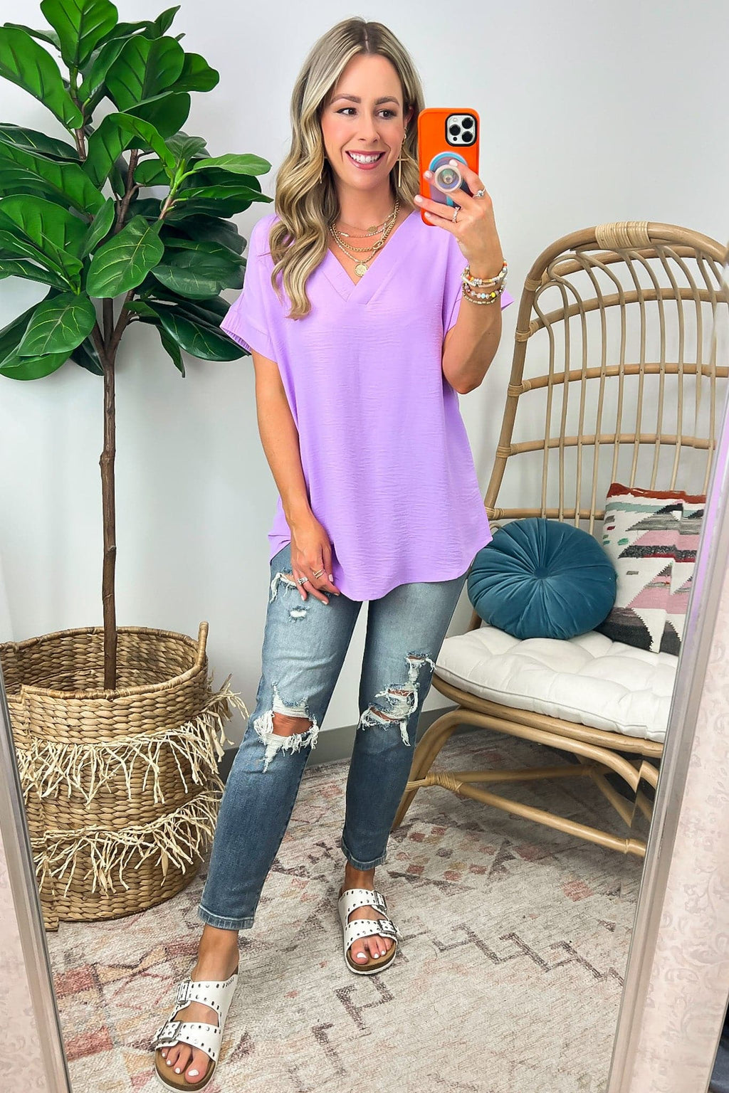 Emileigh V-Neck Relaxed Fit Top - FINAL SALE - Madison and Mallory