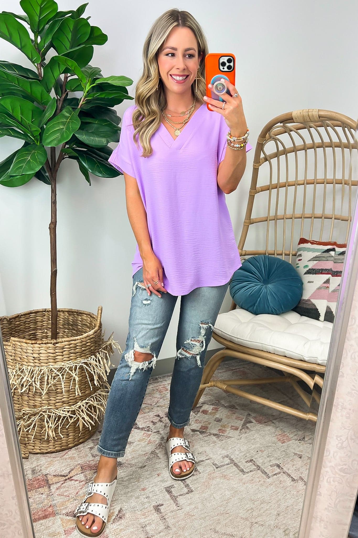 Emileigh V-Neck Relaxed Fit Top - FINAL SALE - Madison and Mallory