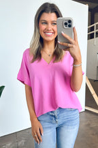 Emileigh V-Neck Relaxed Fit Top - FINAL SALE - Madison and Mallory