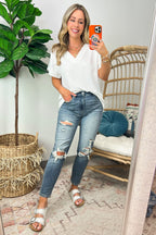Emileigh V-Neck Relaxed Fit Top - FINAL SALE - Madison and Mallory