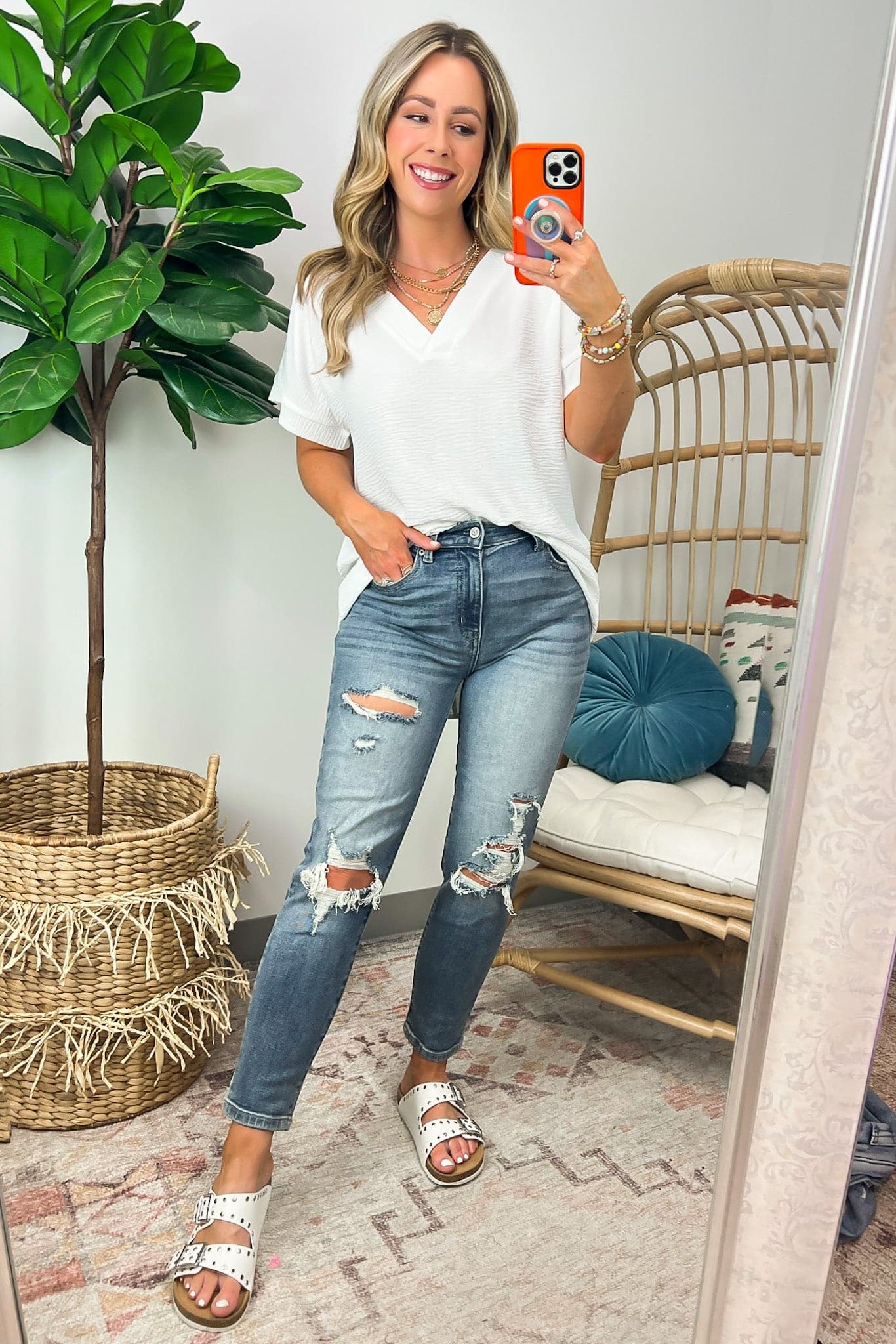 Emileigh V-Neck Relaxed Fit Top - FINAL SALE - Madison and Mallory