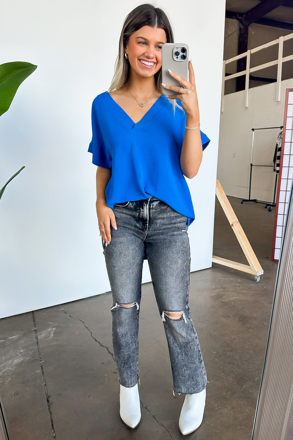 Emileigh V-Neck Relaxed Fit Top - FINAL SALE - Madison and Mallory