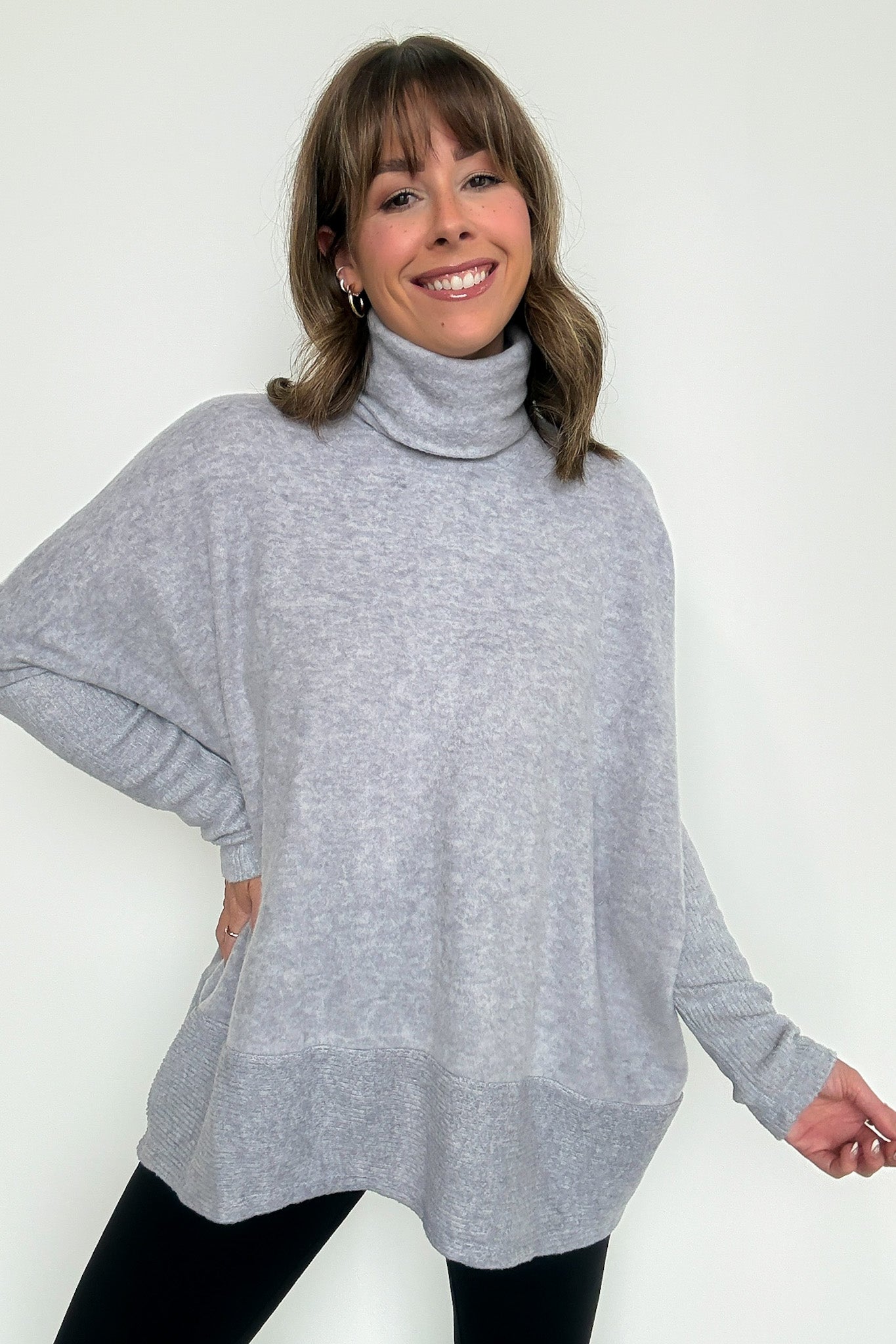  Emily Turtleneck Melange Knit Sweater - Madison and Mallory