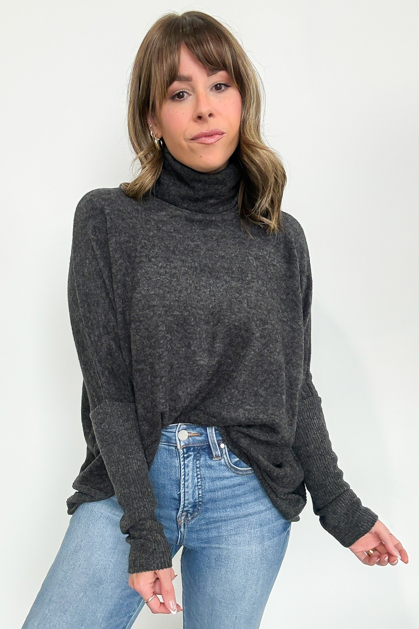  Emily Turtleneck Melange Knit Sweater - Madison and Mallory