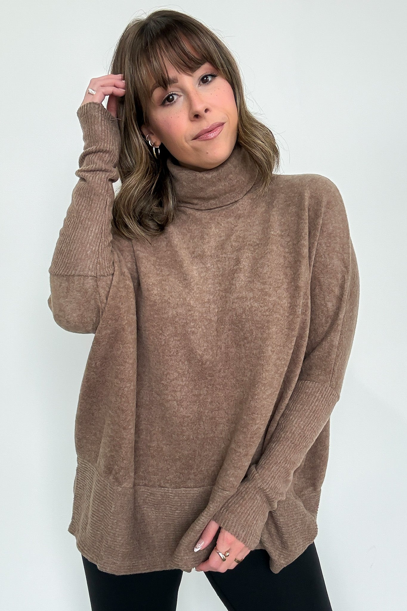  Emily Turtleneck Melange Knit Sweater - Madison and Mallory