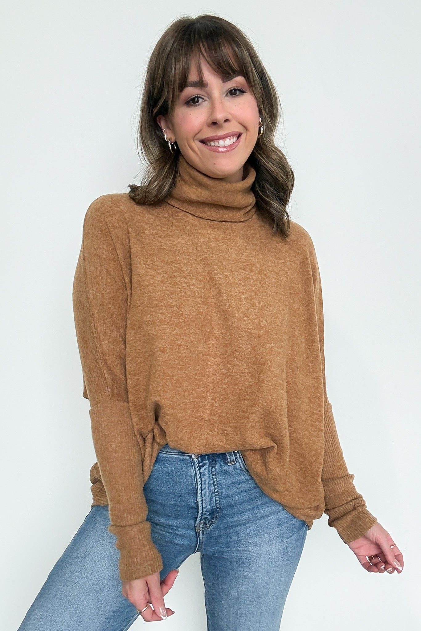 Deep Camel / SM Emily Turtleneck Melange Knit Sweater - Madison and Mallory