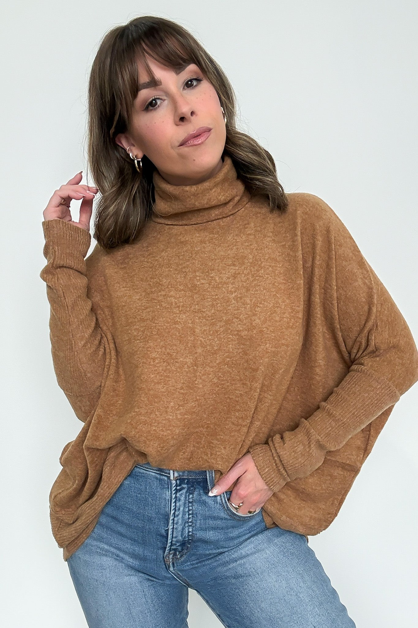  Emily Turtleneck Melange Knit Sweater - Madison and Mallory