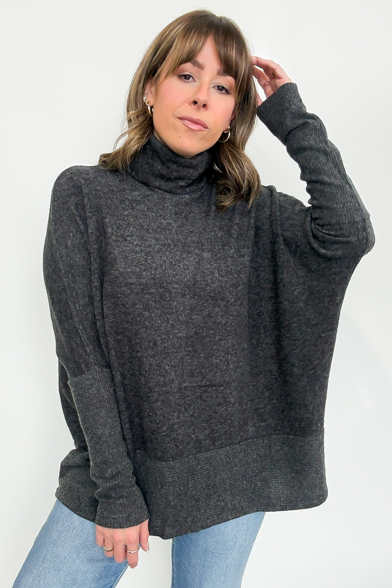  Emily Turtleneck Melange Knit Sweater - Madison and Mallory