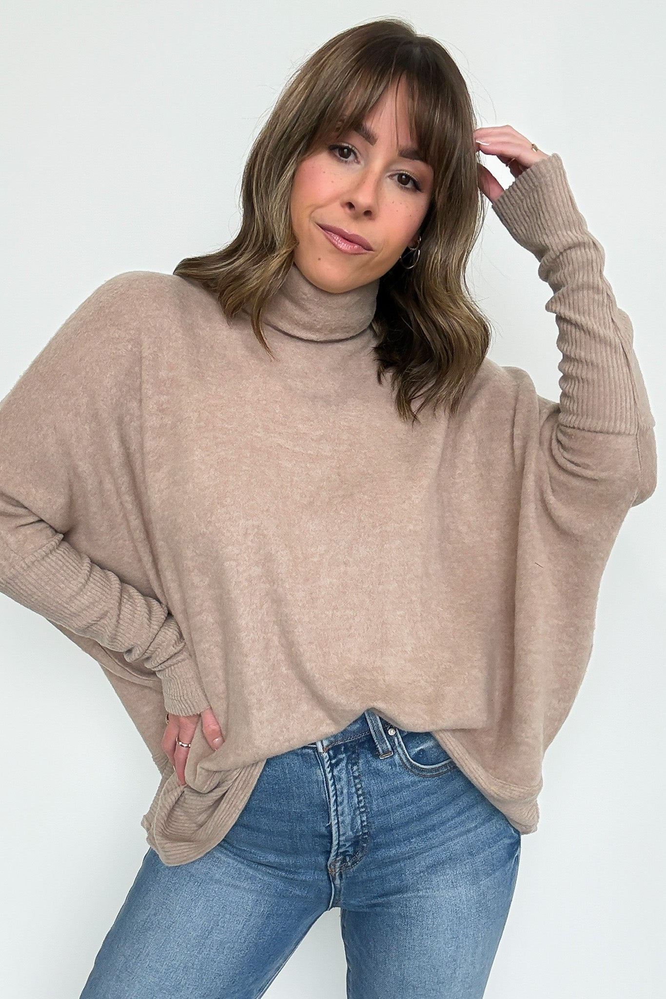  Emily Turtleneck Melange Knit Sweater - Madison and Mallory